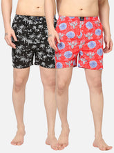 Men's Multicolor, 100% Cotton, Printed, Regular Fit, Inner Elastic, Mid-Rise, Boxers -  Pack Of 2
